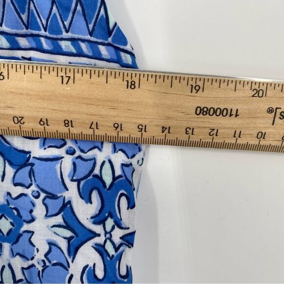 Vineyard Vines Tank Blue White Cay Scarf Print Nautical V-Neck Fringe Coastal XS - Picture 8 of 9